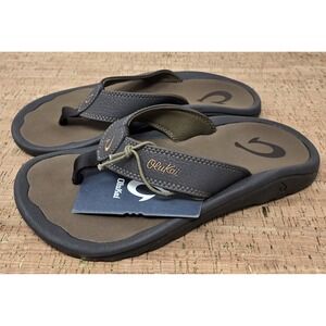 Olukai Sandals Mens 7 Ohana Beach Dark Java/Ray Flip Flops Thongs